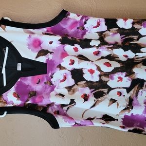 Floral Sleeveless Dress - Pink and Black
